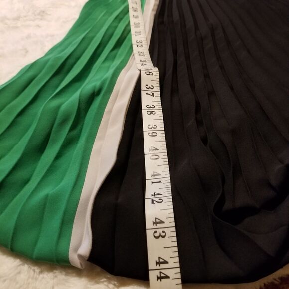 BCBGMaxazria Dress Womrns Small Green Black Chiffon Color Block - Picture 8 of 10